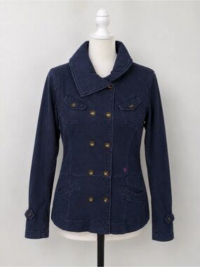 Hurley Women’s Navy Double Breasted Jacket Approx S/M 100% Cotton Y2K